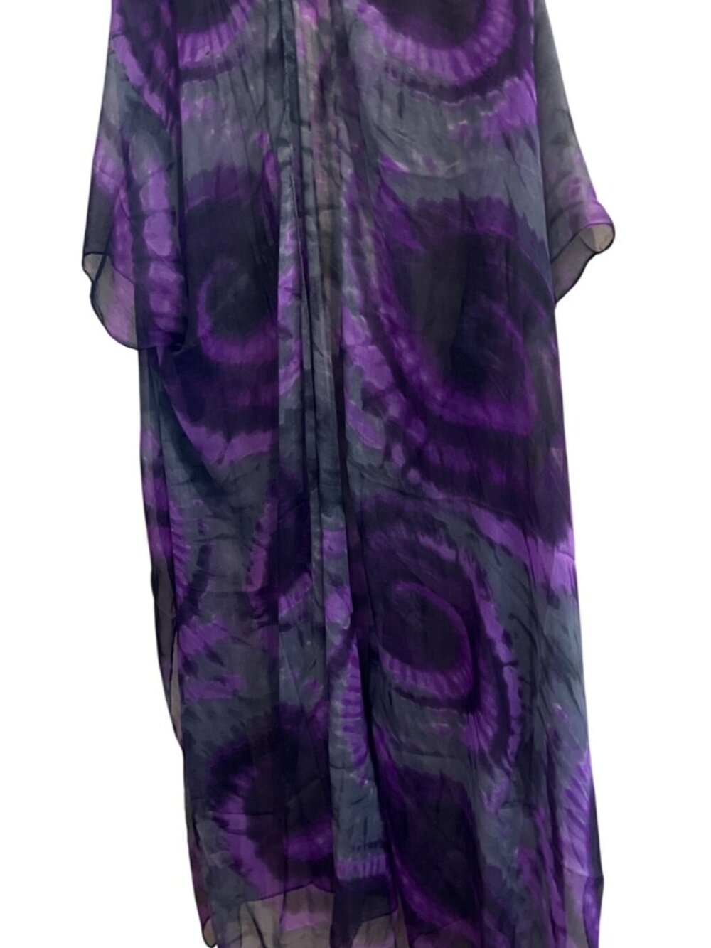 Bon Voyage purple black sheer long kimono duster NWT